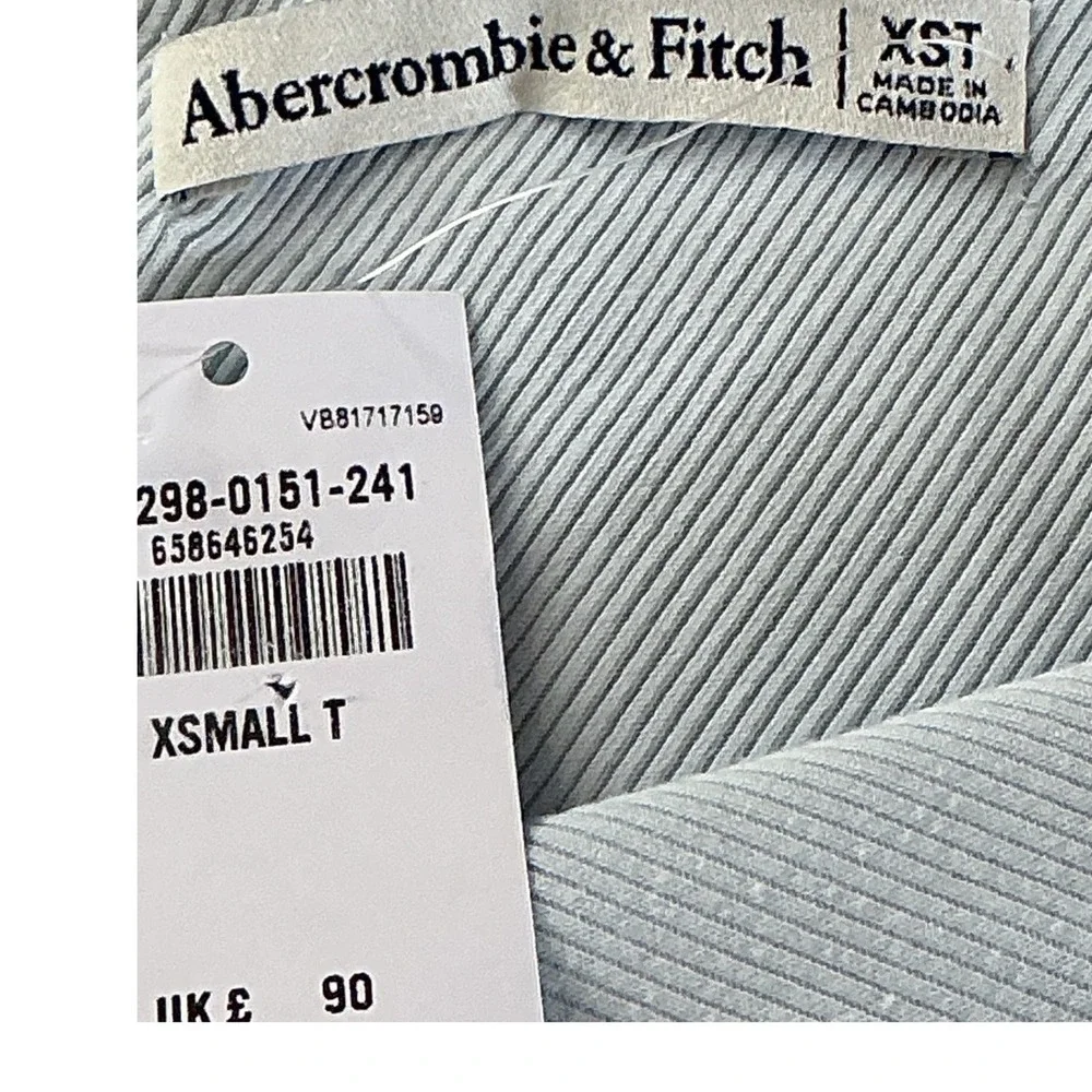 Abercrombie & Fitch One Shoulder Ribbed Maxi Dress Light Blue Tall XST NEW
